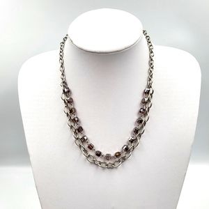 Brown Iridescent Beads on Delicate Gold Chain